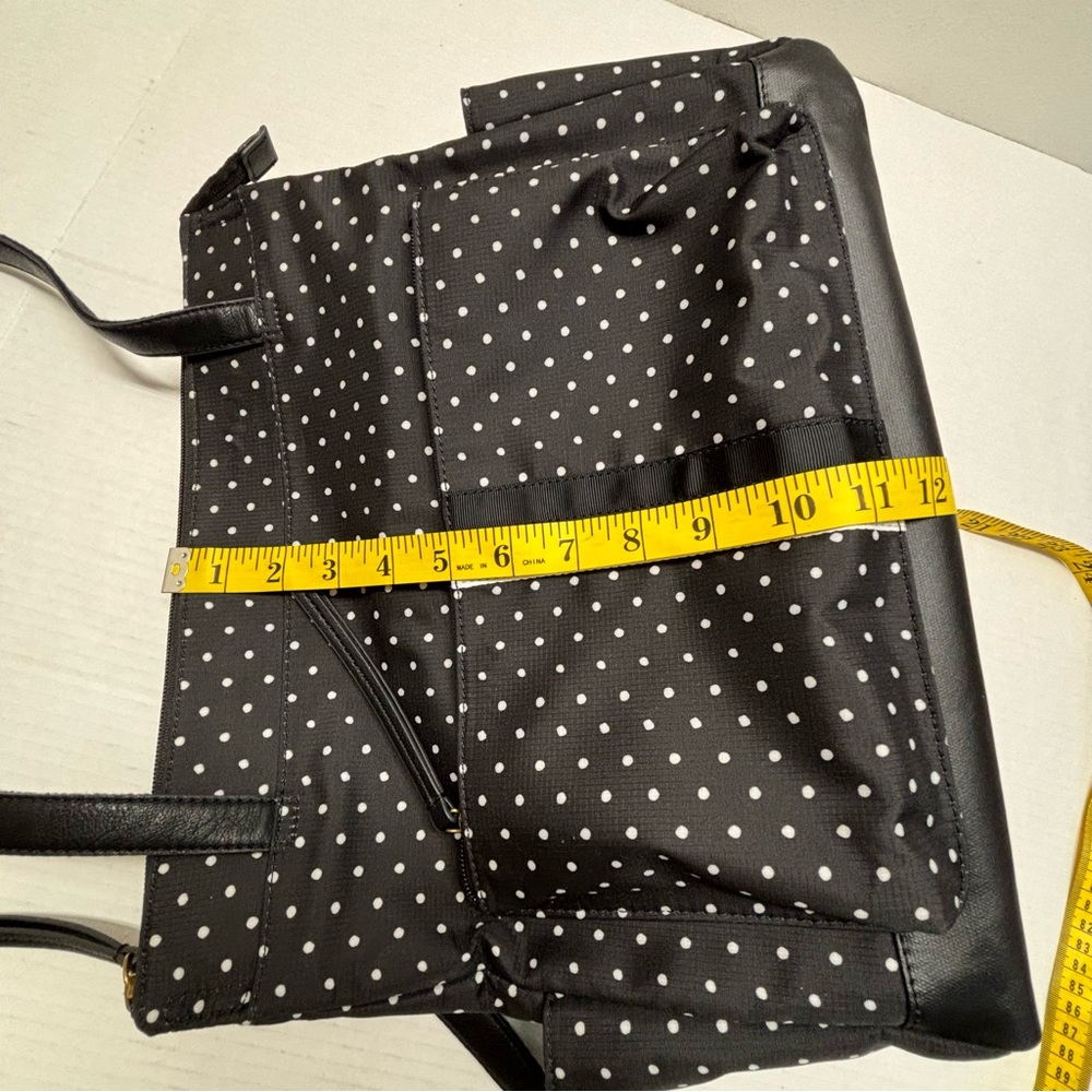Fossil Polka Dots Tote Shoulder Bag Nylon Black White - Picture 13 of 16